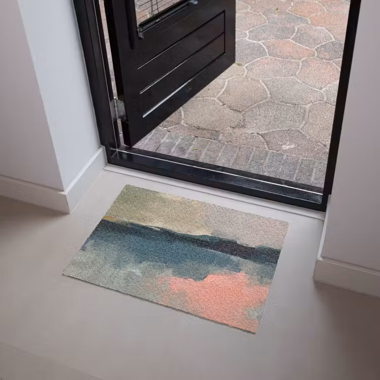 Fußmatte - Zusammenfassung – Landschaft – Kunst – Modern – Grün – Blau - Abstract - Landschap - Kunst - Modern - Groen - Blauw Deurmat klein