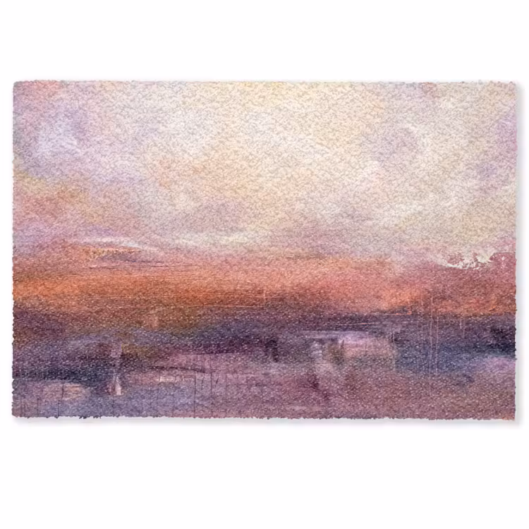 Fußmatte - Zusammenfassung – Landschaft – Modern – Lila – Orange - Abstract - Landschap - Modern - Paars - Oranje Deurmat klein