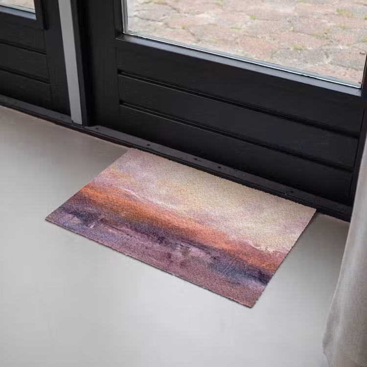 Fußmatte - Zusammenfassung – Landschaft – Modern – Lila – Orange - Abstract - Landschap - Modern - Paars - Oranje Deurmat klein