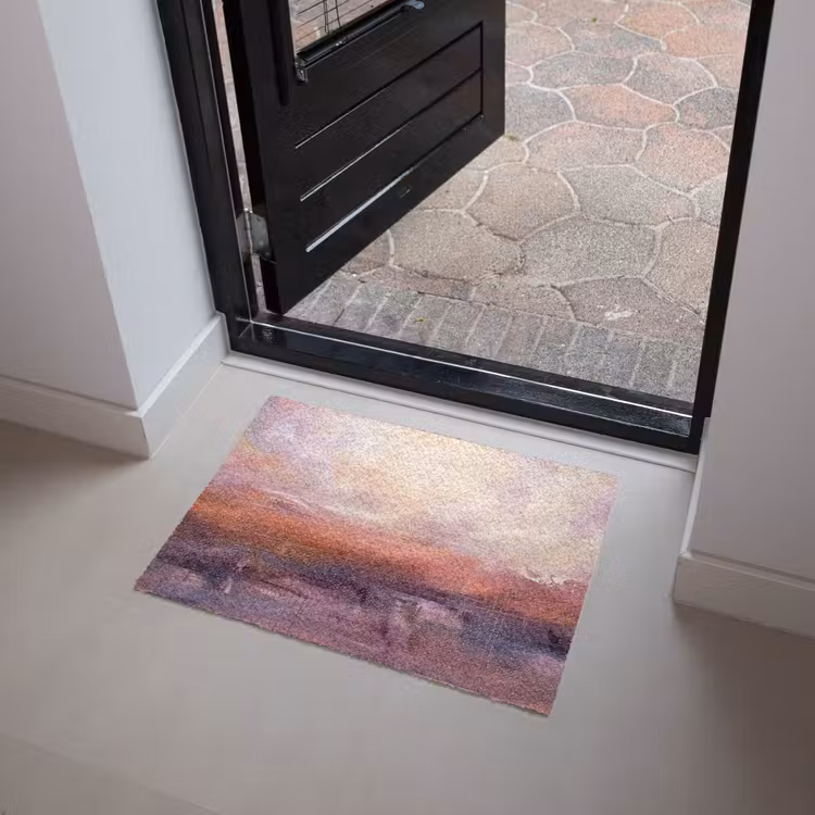 Fußmatte - Zusammenfassung – Landschaft – Modern – Lila – Orange - Abstract - Landschap - Modern - Paars - Oranje Deurmat klein