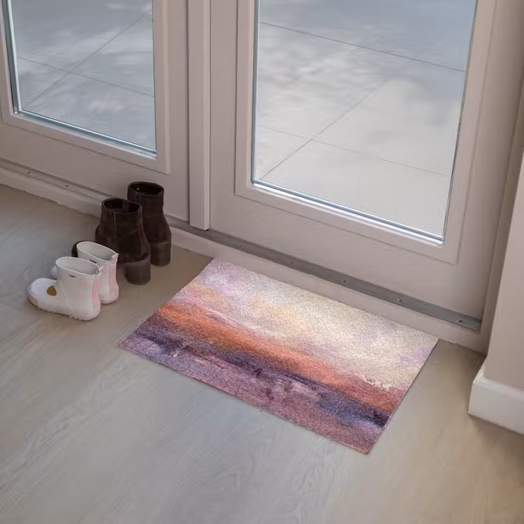 Fußmatte - Zusammenfassung – Landschaft – Modern – Lila – Orange - Abstract - Landschap - Modern - Paars - Oranje Deurmat klein