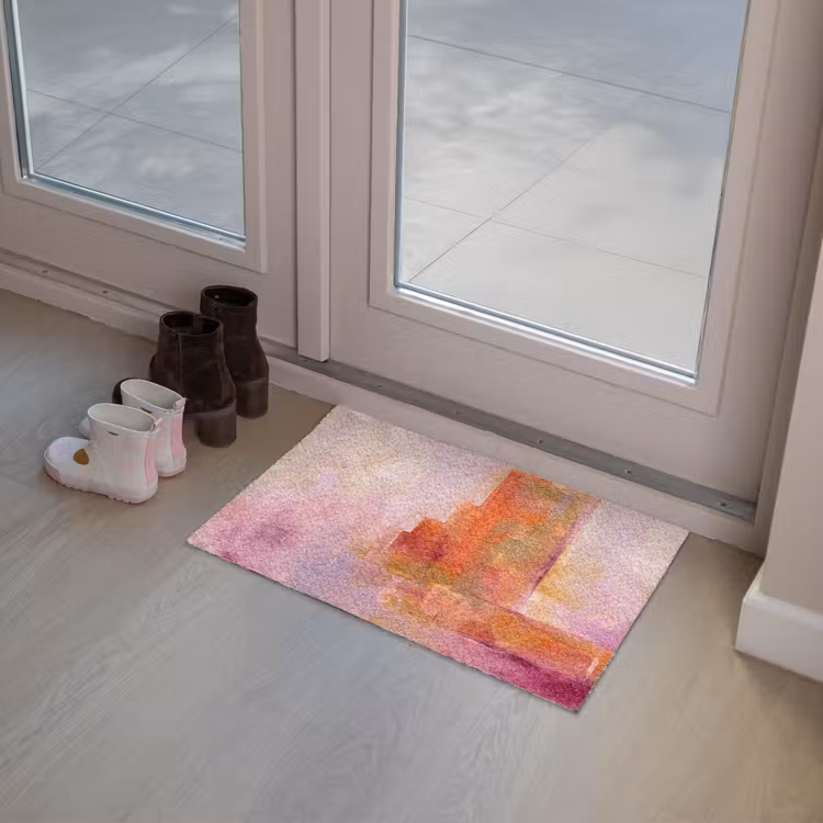Fußmatte - Zusammenfassung – Pinselstriche – Kunst – Lila – Gold - Abstract - Borstelstreken - Kunst - Paars - Goud Deurmat klein