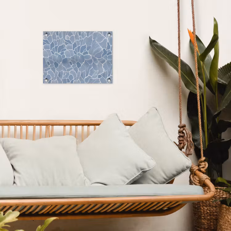 Abstract - Blauw - Bladeren tuinposter los doek klein -sfeer7