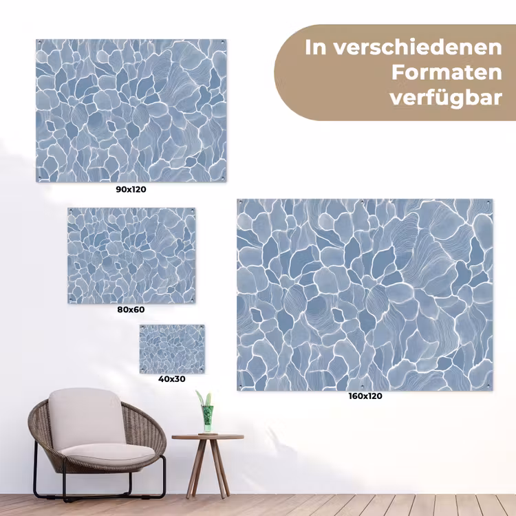 Abstract - Blauw - Bladeren tuinposter los doek klein -Xsfeer9_DE