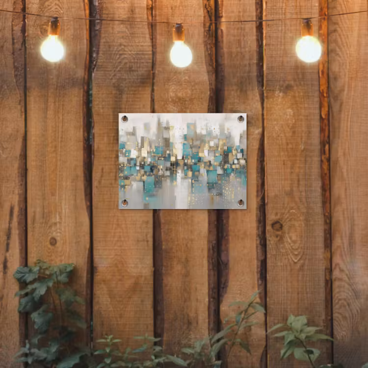 Abstract - Blokken - Goud - Skyline tuinposter los doek klein -sfeer1