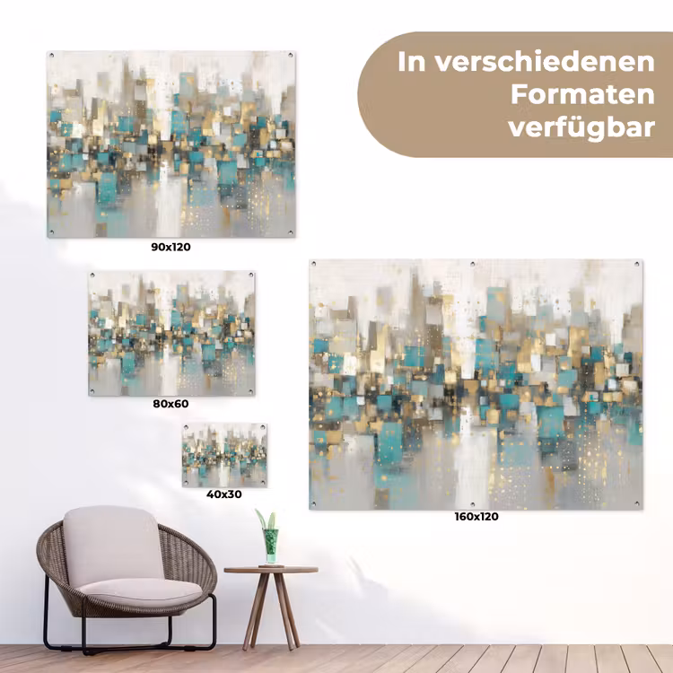 Abstract - Blokken - Goud - Skyline tuinposter los doek klein -Xsfeer9_DE