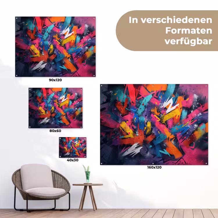 Abstract - Explosie - Neonkleuren tuinposter los doek klein -Xsfeer9_DE
