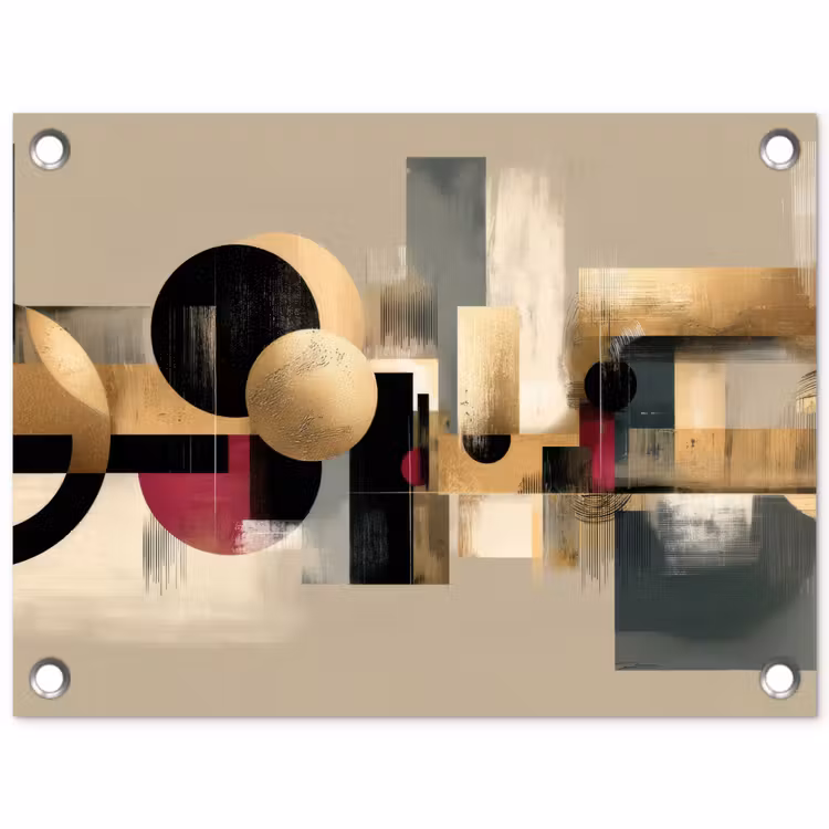 Abstract - Vormen - Beige - Texturen tuinposter los doek klein -3d
