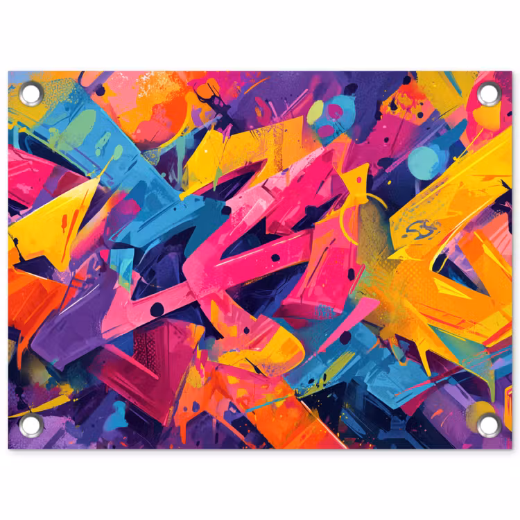 Abstract - Vormen - Kleurrijk tuinposter los doek klein -3d