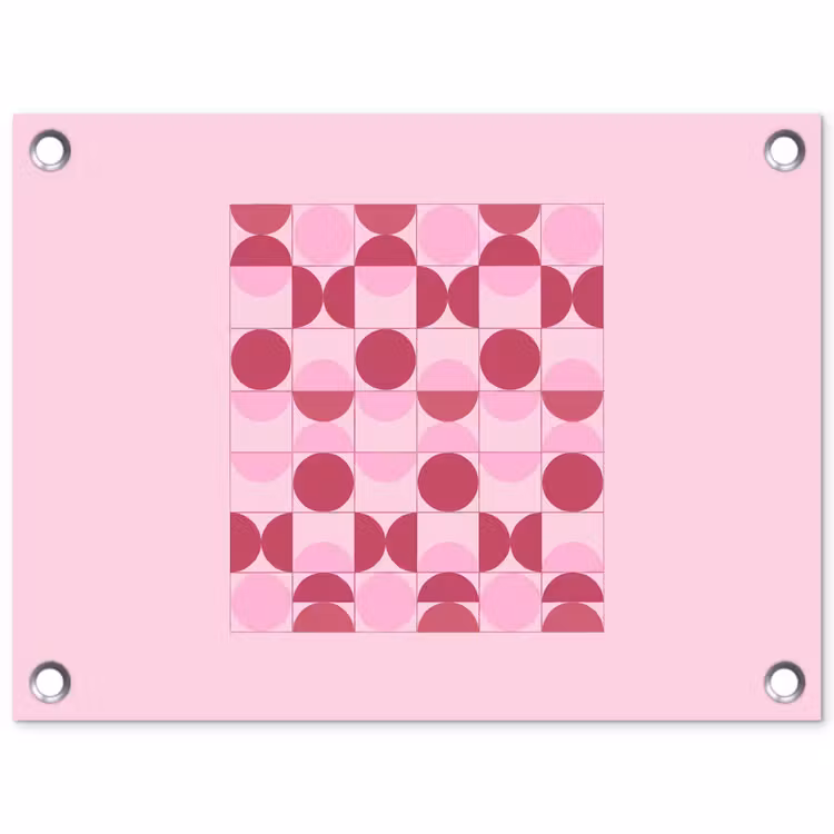 Abstract - Geometrisch - Cirkels - Roze - Modern tuinposter los doek klein -3d