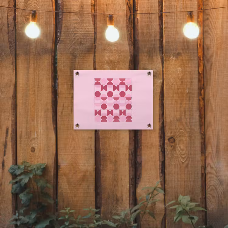 Abstract - Geometrisch - Cirkels - Roze - Modern tuinposter los doek klein -sfeer1