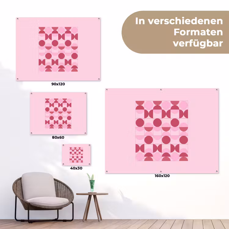 Abstract - Geometrisch - Cirkels - Roze - Modern tuinposter los doek klein -Xsfeer9_DE
