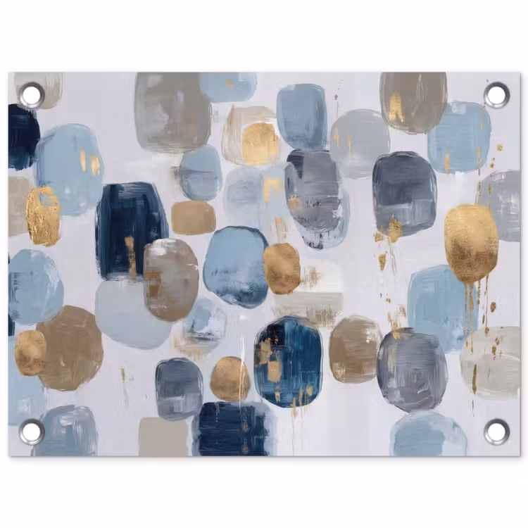 Abstract - Goud - Vormen tuinposter los doek klein -3d
