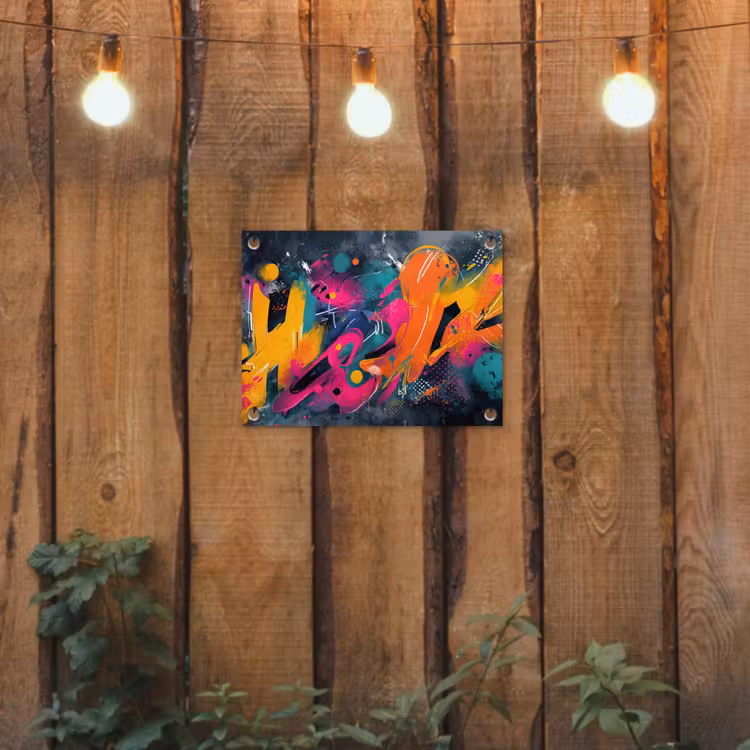 Abstract - Graffiti - Kleurrijk - Verfspatten tuinposter los doek klein -sfeer1