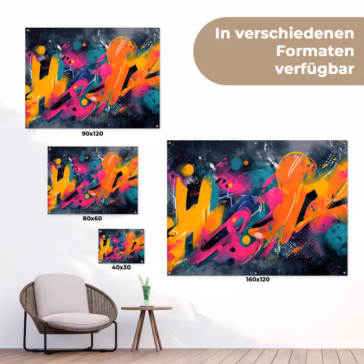 Abstract - Graffiti - Kleurrijk - Verfspatten tuinposter los doek klein -Xsfeer9_DE