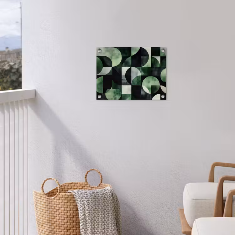 Abstract - Groen - Vormen tuinposter los doek klein -sfeer8