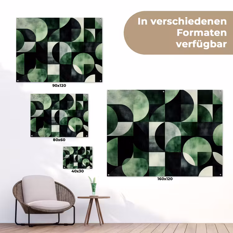 Abstract - Groen - Vormen tuinposter los doek klein -Xsfeer9_DE