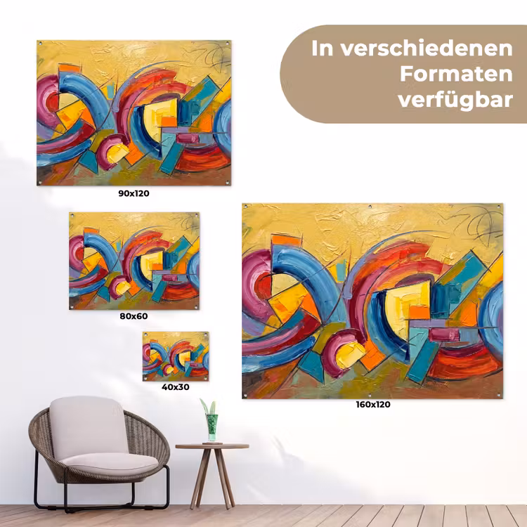 Abstract - Cirkels - Schilderij - Kleurrijk - Dynamisch tuinposter los doek klein -Xsfeer9_DE