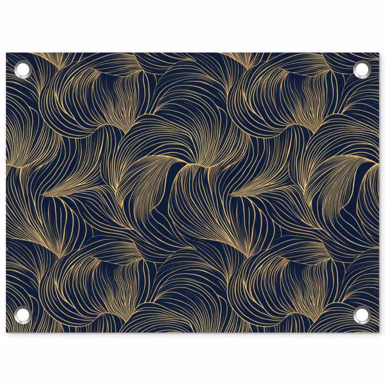 Abstract - Lijnen - Blauw - Goud tuinposter los doek klein 239 -3d