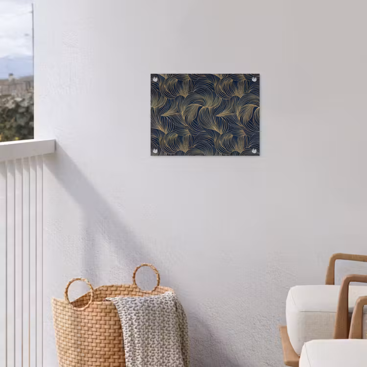 Abstract - Lijnen - Blauw - Goud tuinposter los doek klein 239 -sfeer8