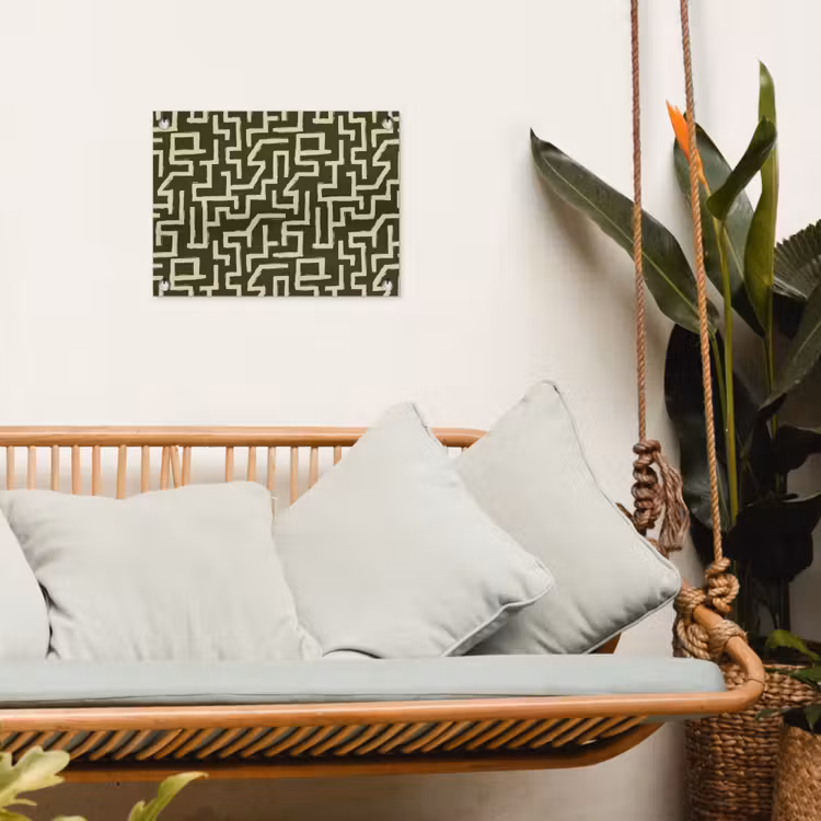 Abstract - Lijnen - Groen tuinposter los doek klein 239 -sfeer7