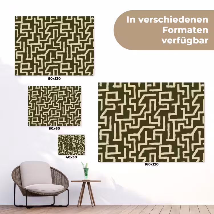 Abstract - Lijnen - Groen tuinposter los doek klein 239 -Xsfeer9_DE