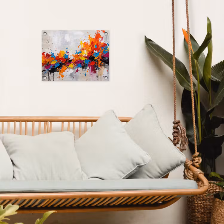 Abstract - Schilderij - Kleurrijk - Dynamisch tuinposter los doek klein -sfeer7