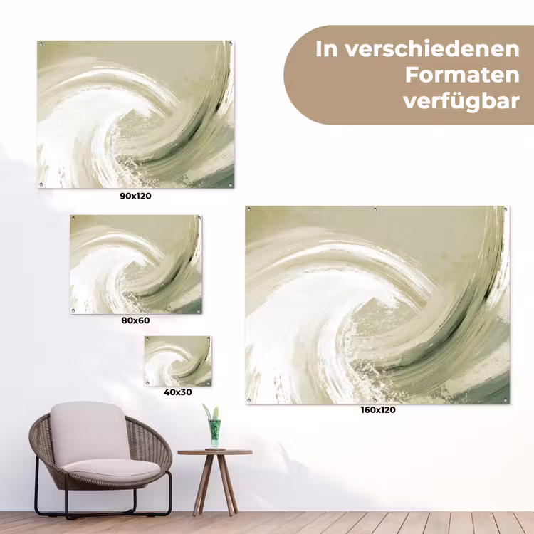 Abstract - Penseelstreken - Golven - Groen tuinposter los doek klein -Xsfeer9_DE