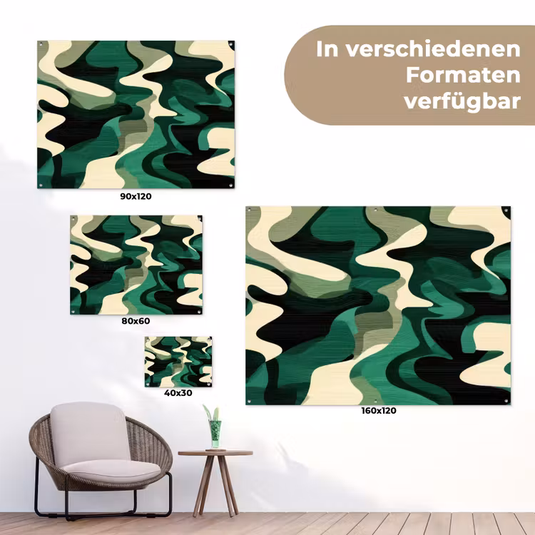 Abstract - Camouflage - Groen tuinposter los doek klein -Xsfeer9_DE