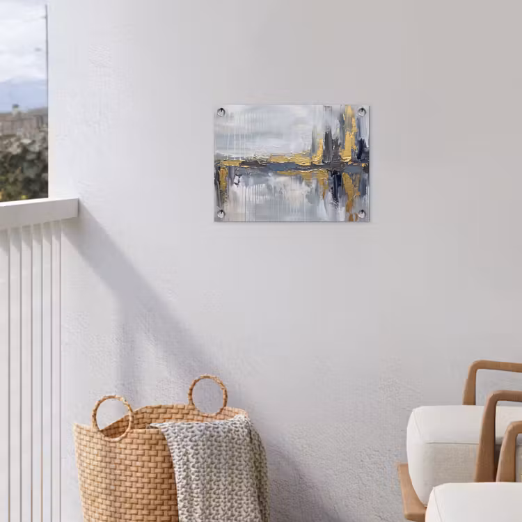 Abstract - Structuur - Goud - Grijs - Modern tuinposter los doek klein -sfeer8