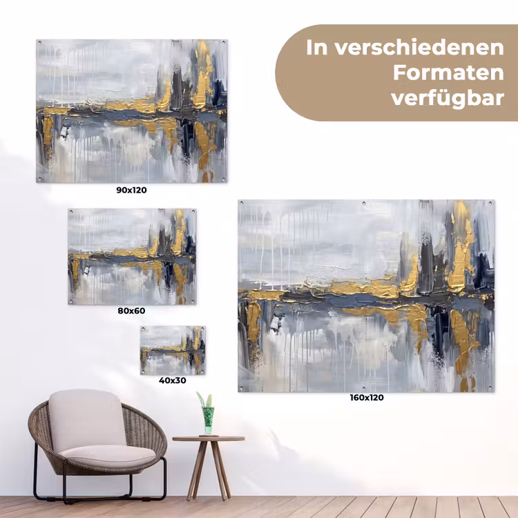 Abstract - Structuur - Goud - Grijs - Modern tuinposter los doek klein -Xsfeer9_DE
