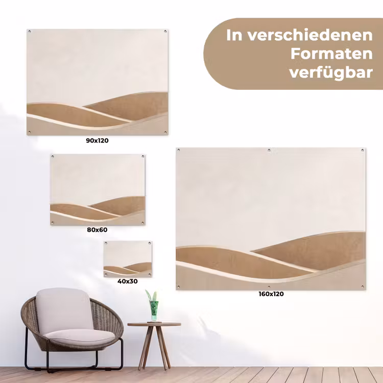 Abstract - Golven - Modern - Beige tuinposter los doek klein -Xsfeer9_DE