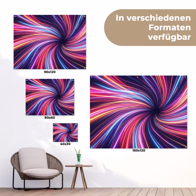 Abstract - Swirl - Futuristic - Neon tuinposter los doek klein -Xsfeer9_DE