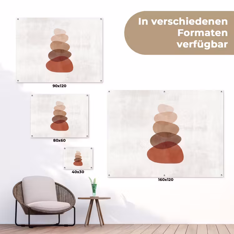 Abstractie - Gestapeld - Balans - Modern - Aardetinten tuinposter los doek klein -Xsfeer9_DE