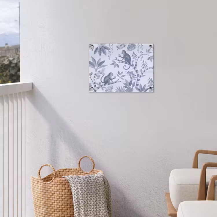 Aap - Boom - Bladeren - Jungle - Illustratie tuinposter los doek klein -sfeer8