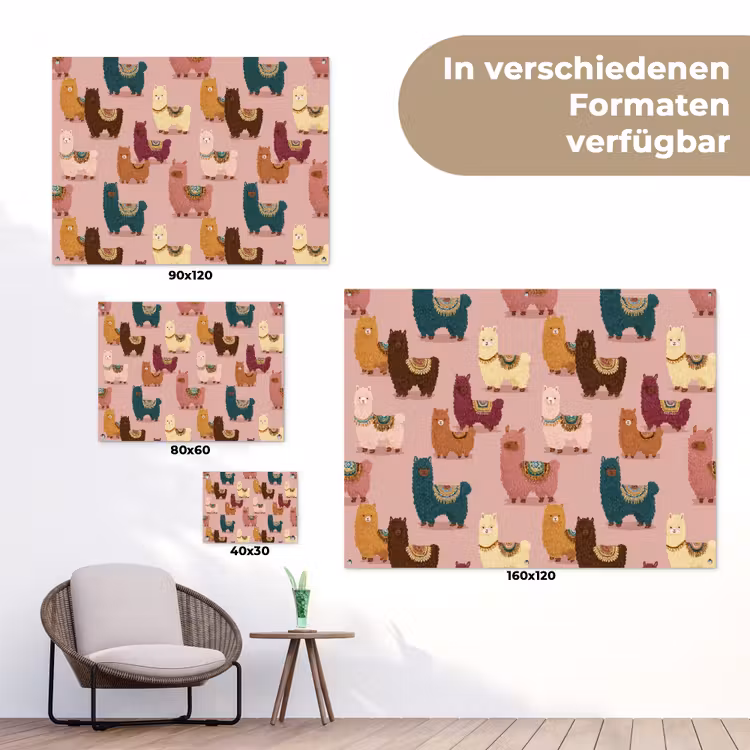 Alpaca's - Patroon - Kleurrijk tuinposter los doek klein 239 -Xsfeer9_DE
