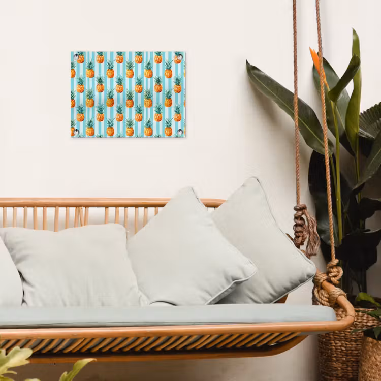 Ananas - Strepen - Groen tuinposter los doek klein 239 -sfeer7