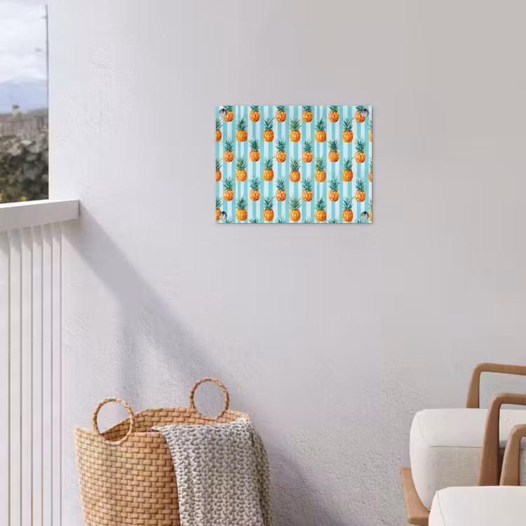 Ananas - Strepen - Groen tuinposter los doek klein 239 -sfeer8