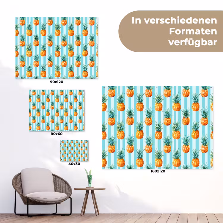 Ananas - Strepen - Groen tuinposter los doek klein 239 -Xsfeer9_DE