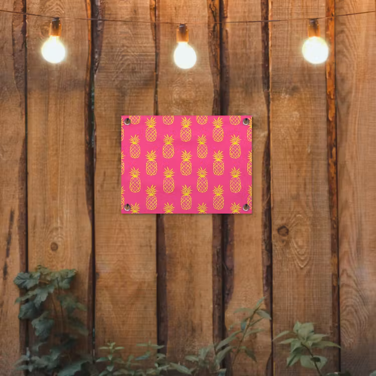 Ananas - Trendy - Roze tuinposter los doek klein 239 -sfeer1