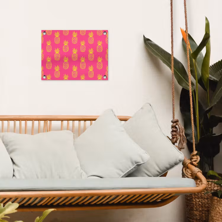 Ananas - Trendy - Roze tuinposter los doek klein 239 -sfeer7