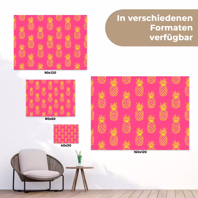 Ananas - Trendy - Roze tuinposter los doek klein 239 -Xsfeer9_DE