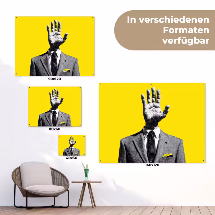 Pak - Hand - Geel tuinposter los doek klein -Xsfeer9_DE
