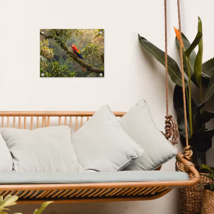 Ara - Jungle - Rood tuinposter los doek klein -sfeer7