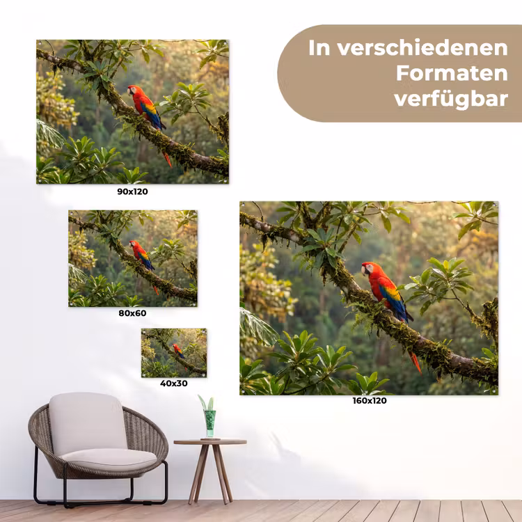 Ara - Jungle - Rood tuinposter los doek klein -Xsfeer9_DE