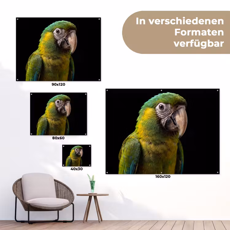 Ara - Portret - Groen tuinposter los doek klein -Xsfeer9_DE