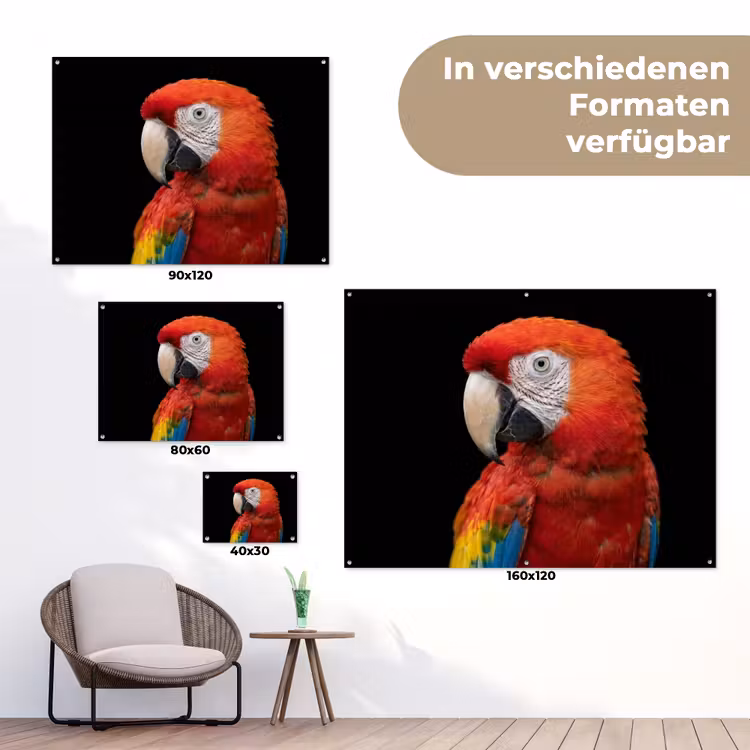 Ara - Portret - Rood tuinposter los doek klein -Xsfeer9_DE