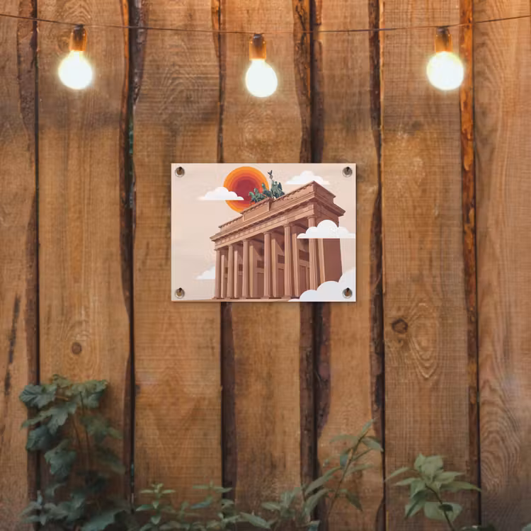 Architectuur - Brandenburg - Berlijn - Zonsondergang - Historisch tuinposter los doek klein -sfeer1