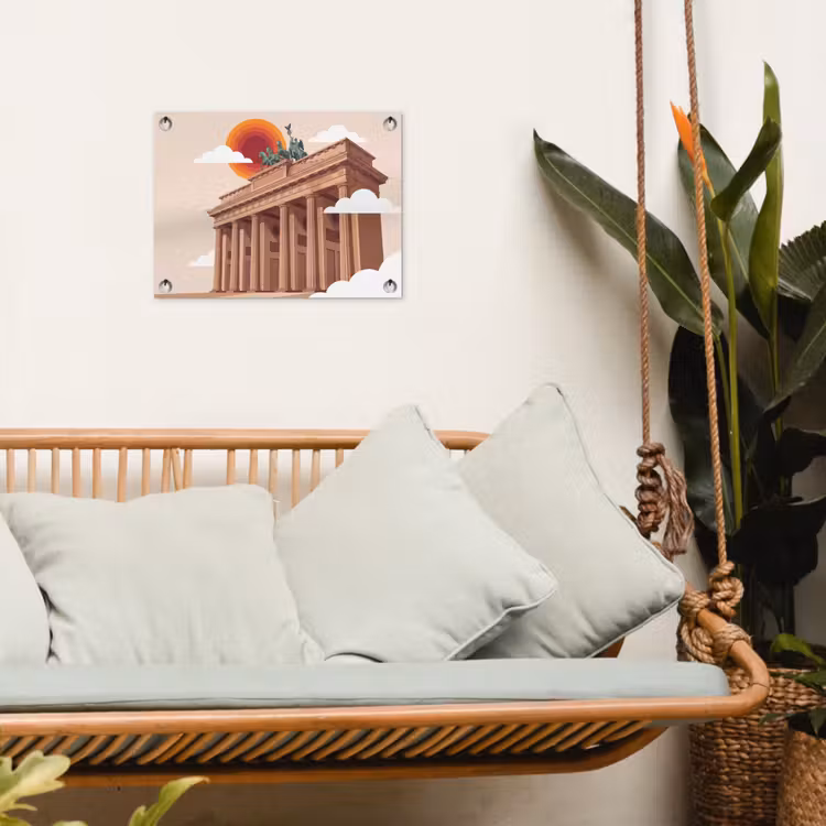 Architectuur - Brandenburg - Berlijn - Zonsondergang - Historisch tuinposter los doek klein -sfeer7
