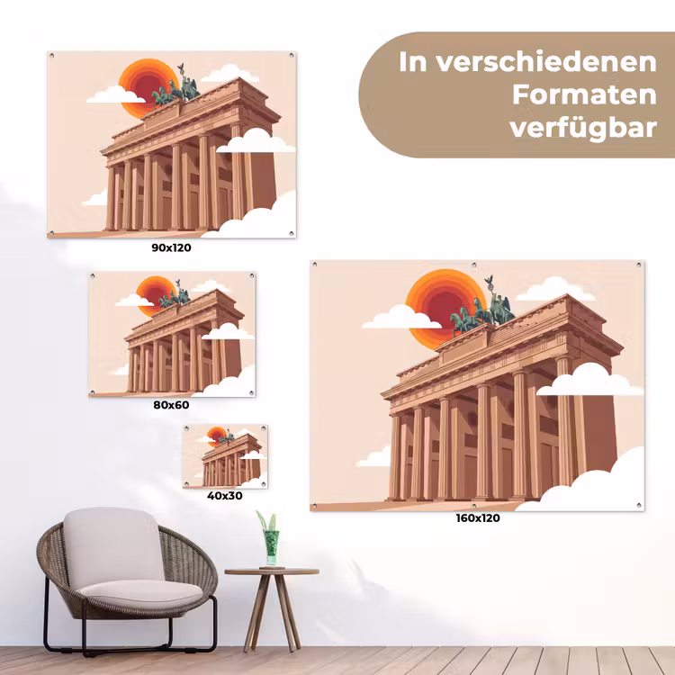Architectuur - Brandenburg - Berlijn - Zonsondergang - Historisch tuinposter los doek klein -Xsfeer9_DE